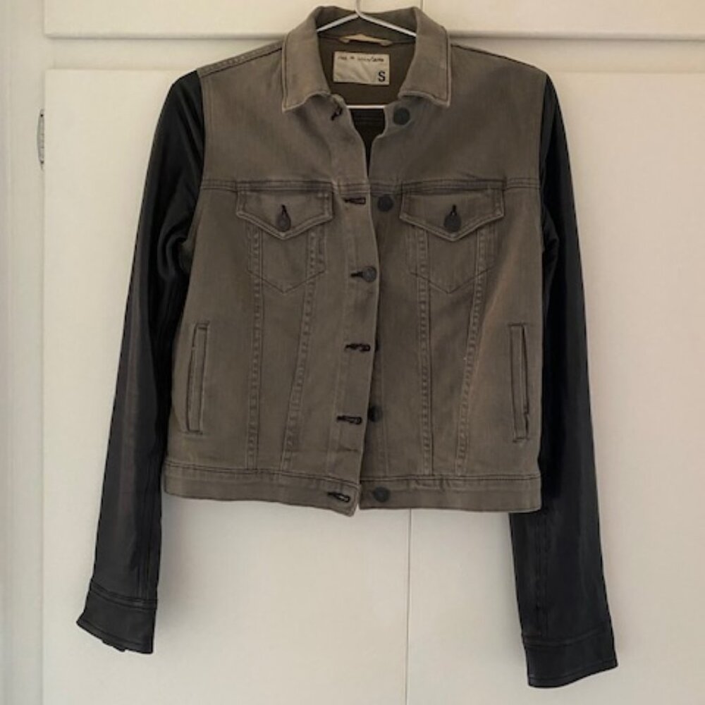 Rag & Bone denim jacket with leather sleeves size S fits like an XS